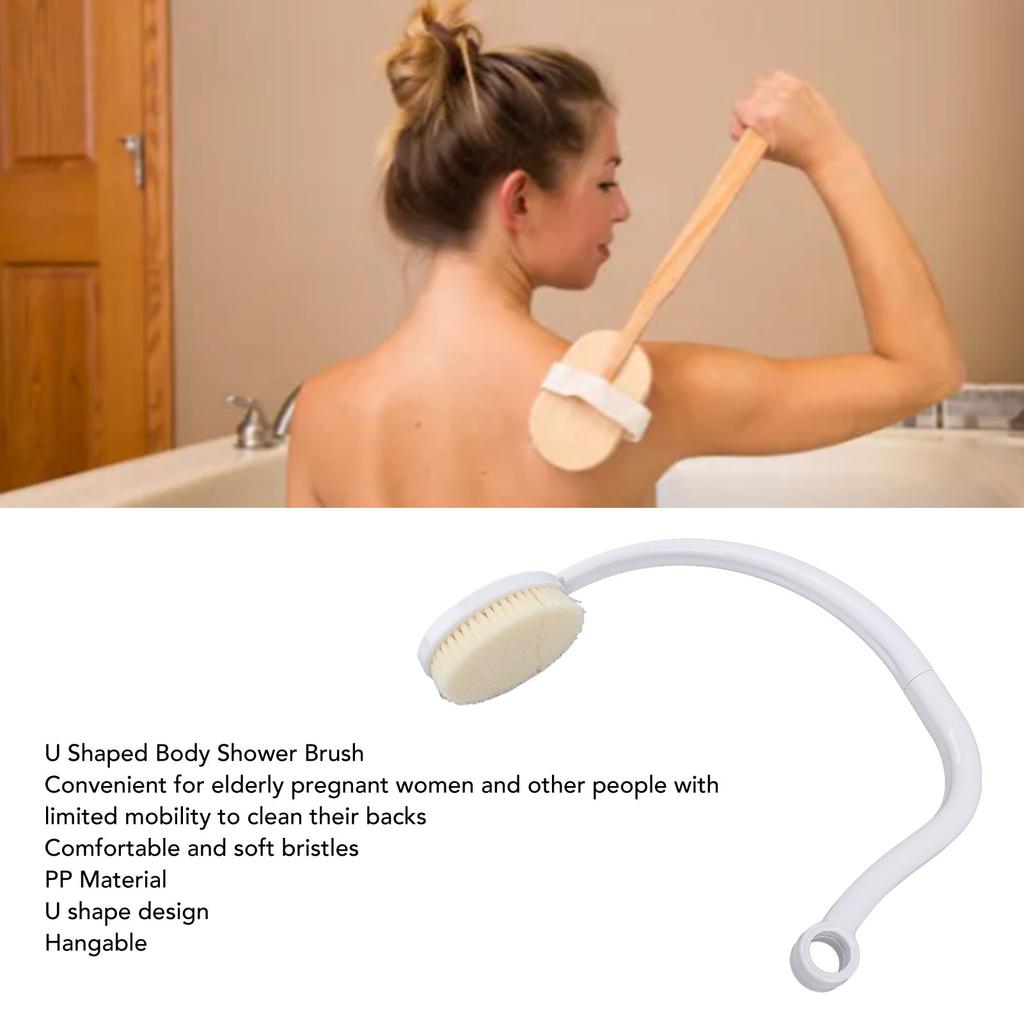 U-Form Badebürste Abnehmbarer Langer Griff Aufhängbar Körper U-Form Schrubber für Eingeschränkte Armbewegung Behinderte