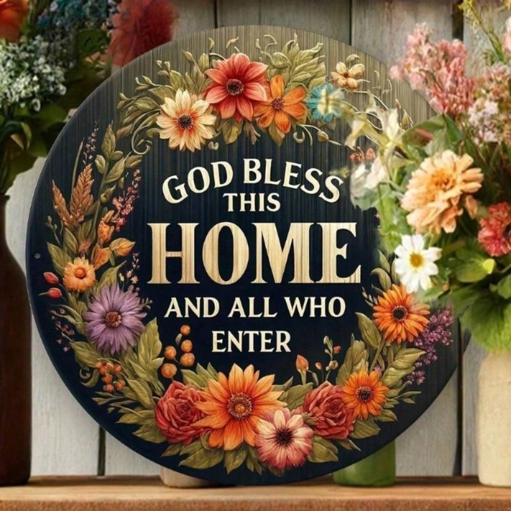 Metallposter Wandkunst Gott segne dieses Haus Vintage Dekoration für Wohnzimmer
