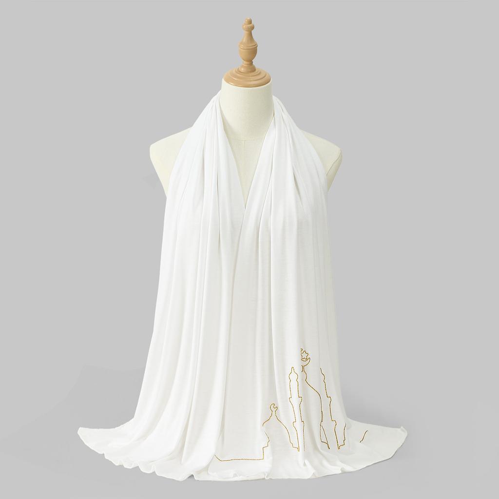 New Jersey Modal Scarf Hijab for Woman Gold Sprinkling Plain Soft Long Shawls Islam Headwraps Ramadan Prayer Turban