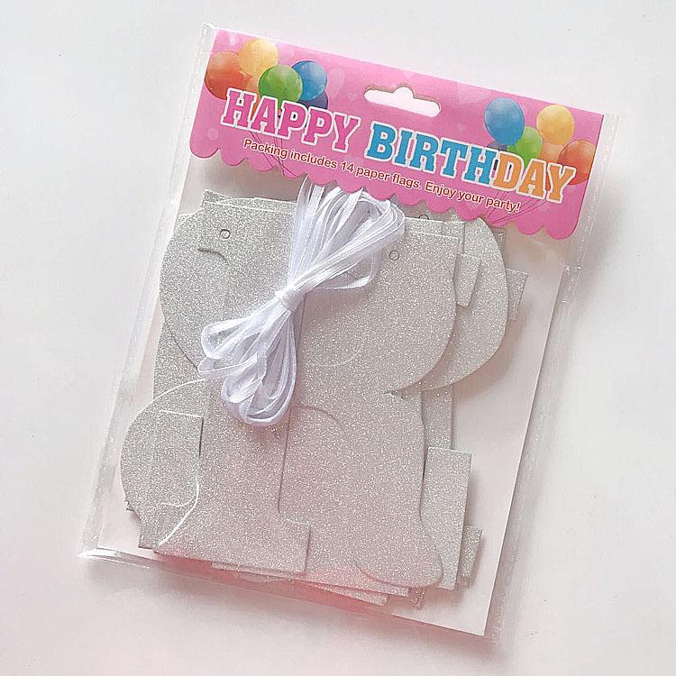 Glitter English Letters Happy Birthday Flag Happy Birthday Latte Banner Customization