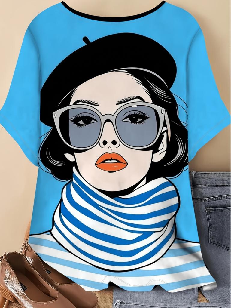 Fashion Modern Girls T-Shirt 3D Print Women's Short Sleeve Tops Y2k Clothing O-Neck Tees Casual T-Shirts Elegant Women Clothes