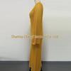European-American Hollow Texture V-Neck Button Backless Long-Sleeve Beach Dress