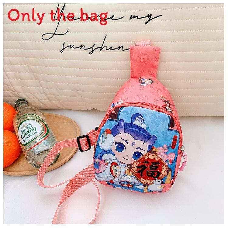 

Cartoon Nezha Kids Chest Bag Lightweight Polyester Childrens Shoulder Crossbody For Daily Use F