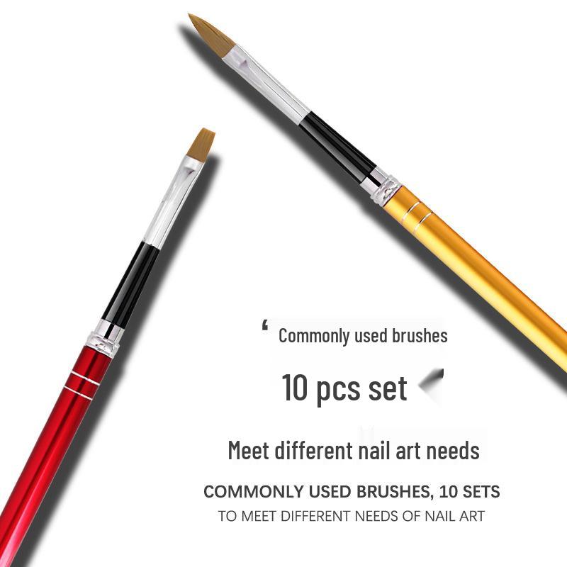 Nail Art Brush Set: 10-Piece Salon Kit for Hand-Painted Flowers, Detailing, Carving, and Gel Application.