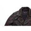 Chinese Size Vintage Motorcycle Jacket Men Genuine Leather Jackets 100% Cowhide Leather Coat Winter Biker Jacket Moto Clothing