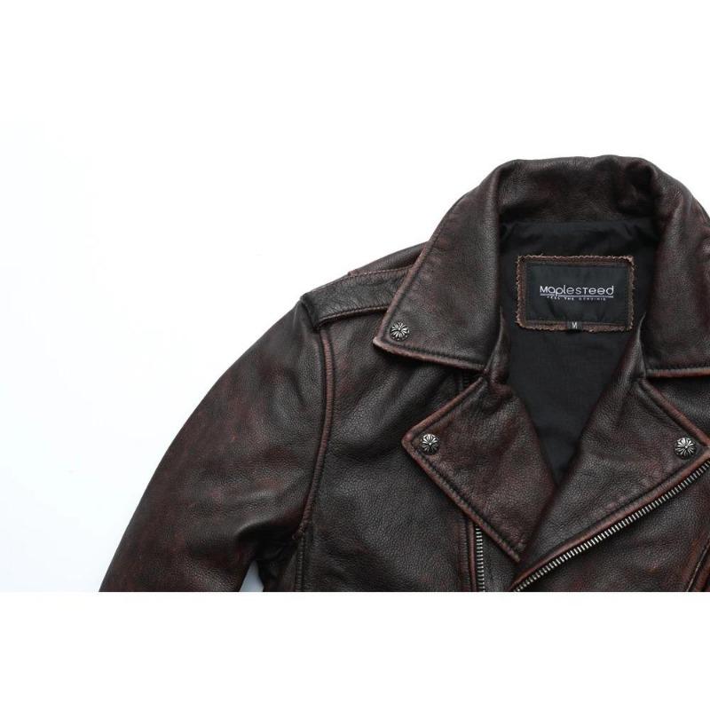Chinese Size Vintage Motorcycle Jacket Men Genuine Leather Jackets 100% Cowhide Leather Coat Winter Biker Jacket Moto Clothing