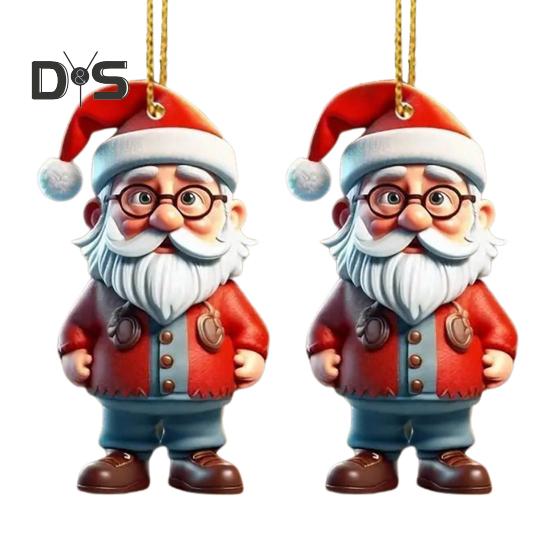 1 pereche de figurine de desene animate pandantiv, ușor de agățat, ornamente acrilice de Crăciun, pandantiv colorat, reutilizabil, agățat pentru decorațiuni festive, brad de Crăciun