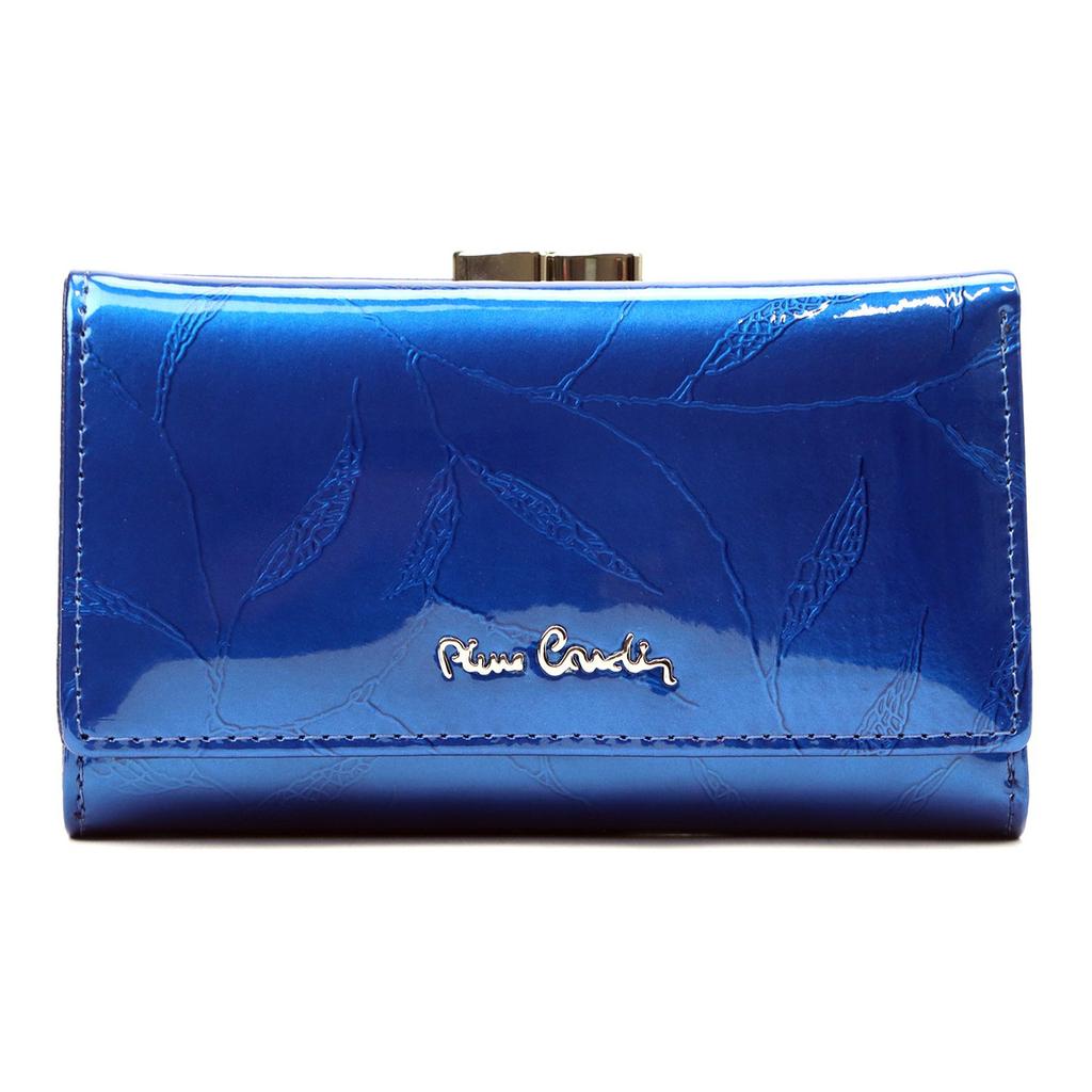 Lackierter großer Damenportemonnaie aus Leder mit Blättern
