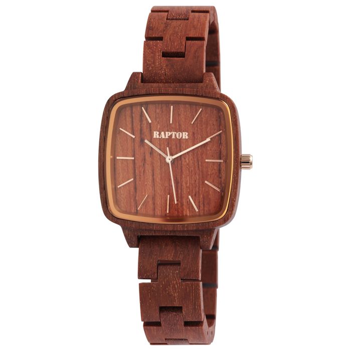 Montre bracelet - RAPTOR - Angy - Boîtier carré 36 mm - Bois de Padouk - Miyota 2035