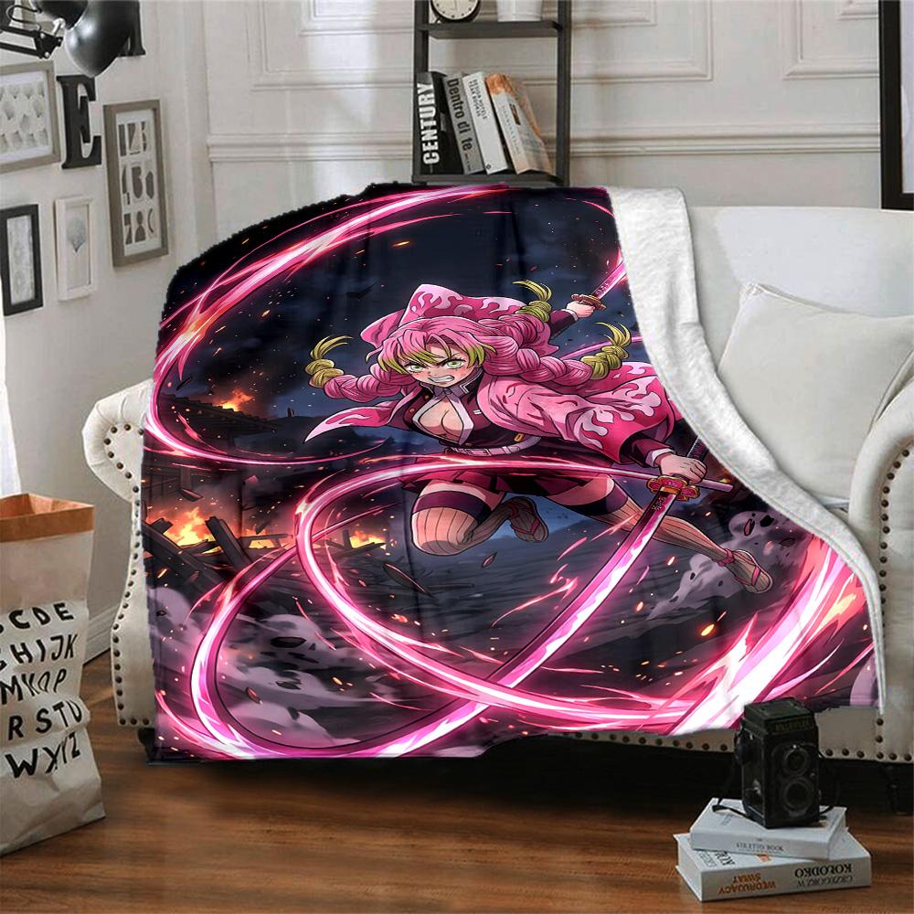 1pc Mitsuri Kanroji Blanket, Gift, for Men and Women, Soft Blanket, Good for Sofa Bed Couch Travel, Lightweight Flannel Blanket