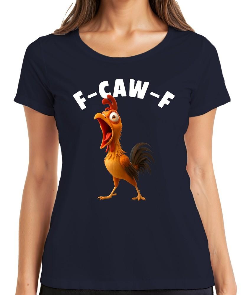 FCawF Funny Chicken Cartoon Rooster Farm Gift Humor Joke Ladies TShirt S