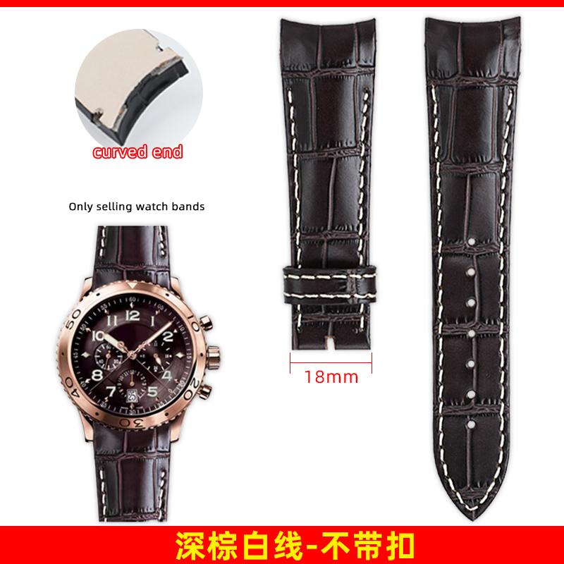 

22mm High-quality Genuine Leather watch strap For Breguet TYPE XX series 3810BR/3810ST/3817ST curved end Cowhide men watch band 22mm Width