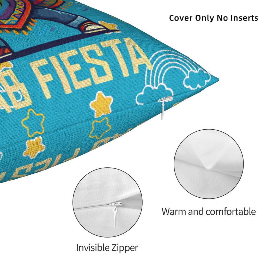 Let'S Fiesta Party Printed Pillow Case Mexican Amigo Cinco De Mayo Sombrero Comfy Pillow Cover Funny Pillowcases For Chair Sofa