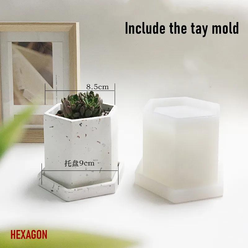Cement Flowerpot Mold Silicone DIY Succulent Pot Round Square Terrazzo Flowerpot Mold Resin Cement Art Supplies Clay Molds