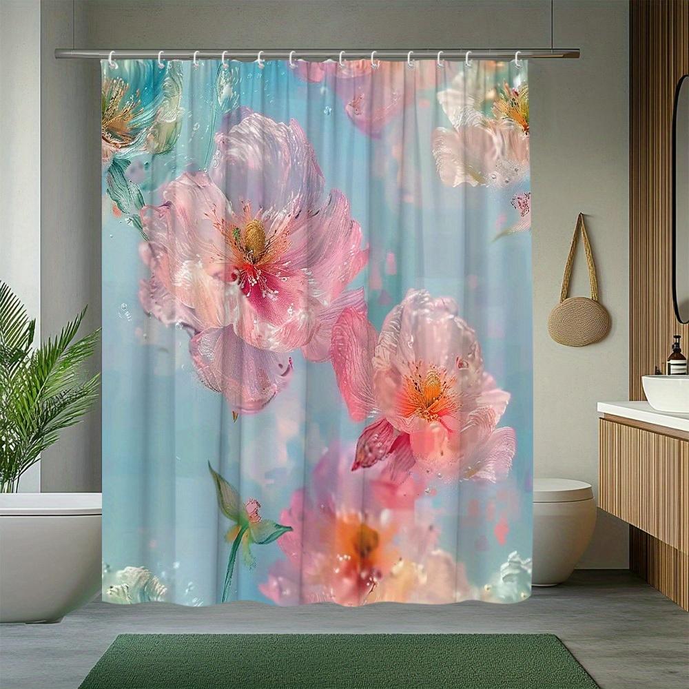 

Elegant Pink Peony Shower Curtain - Soft Floral Design For Modern Bathroom Dcor, Waterproof, Easy Care & Fade Resistant W60H190(CM)-1 Pcs