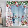 Best-Selling Christmas Digital Print Shower Curtain Waterproof, Includes Plastic C-Shaped Hooks