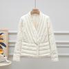 Women's V-Neck Lightweight Down Jacket - 2025 Autumn/Winter, 90% White Duck Down, Stylish Slim Fit Outerwear