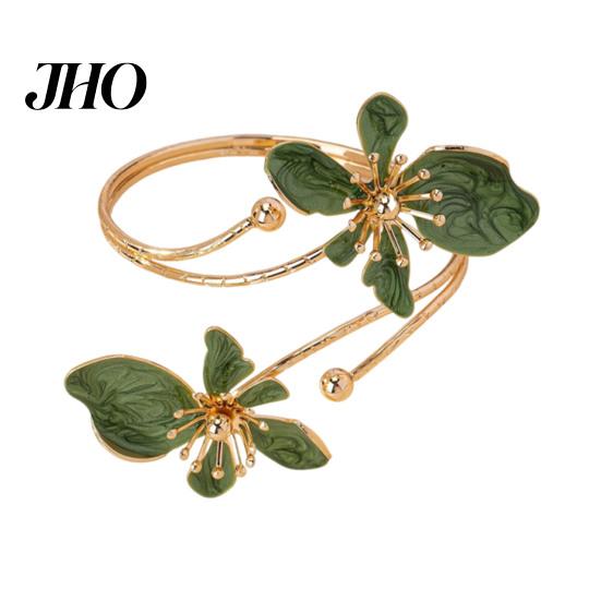 Oberarm Manschette Blumenarmband Damen Verstellbar Offen Feminin Armreif Armband Handgelenk Schmuck für Party Hochzeit Urlaub Metall