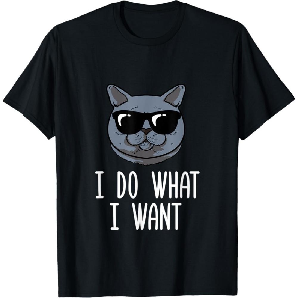 

I Do What I Want Funny British Shorthair Cat T-Shirt for Men Women XXXXXL чёрный