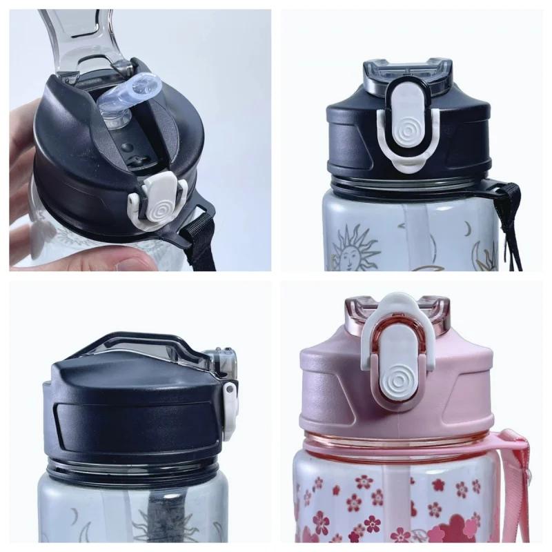 800ML Straw Water Bottle Cherry Blossom Large Capacity Sports Water Bottle, Suitable for Outdoor Activities