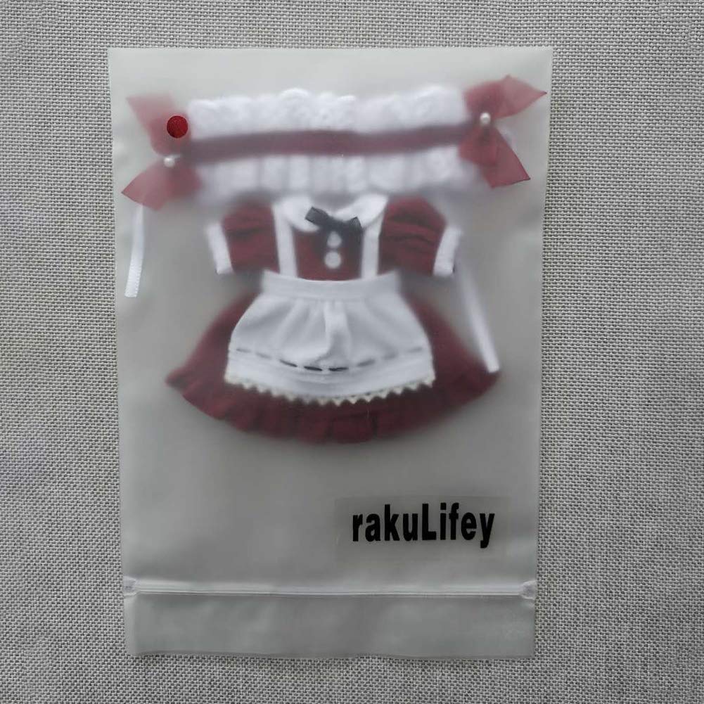 rakulifey Obitsu 11 Costume One Piece Obitsu 11 Clothes Maid Clothes with Hair Ornament for Obitsu Doll 11cm 4 Colors (Light Wine)