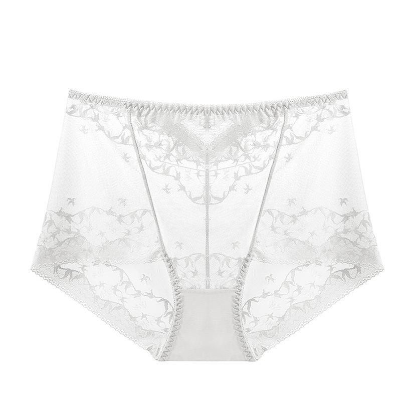 Big Size Lady Summer Thin Sexy Hollow Lace High Waist Abdominal Lift Hip Breathable No Mark Briefs