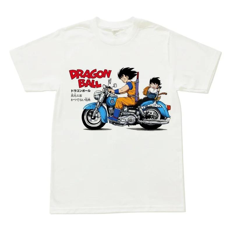 

Dragon Ball Goku & Gohan Father-Son Motorcycle Vintage Anime Graphic T-Shirt White Unisex Casual Streetwear T-shirt 4XL