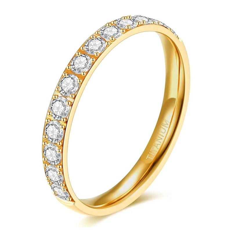 

Жіночі каблучки Eternity з титану 3 мм для жінок, напівкубічний цирконій, яскраві весільні обручки для дівчат/мам у подарунок 5