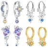 925 Silver Mysterious Star Moon Earrings Jewelry Versatile Hoop Earrings For Women Jewelry Birthday Party Fine Gifts