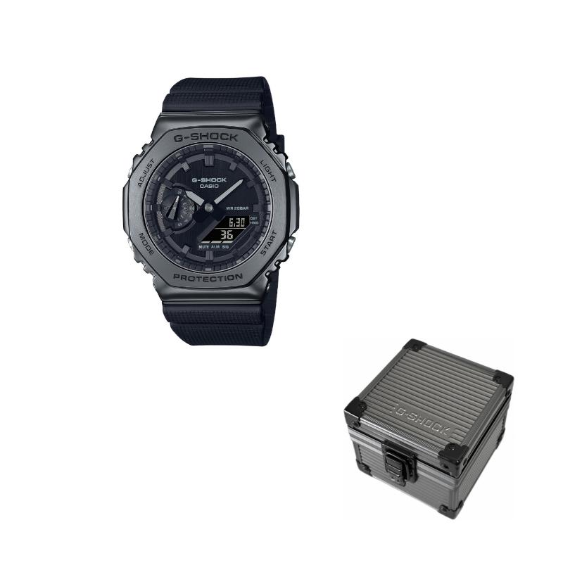 

Casio all-metal series-octagonal gift box available, octagonal, trendy, versatile, fashionable, quartz movement, resin strap, Japanese GM-2100BB-1APR чёрный
