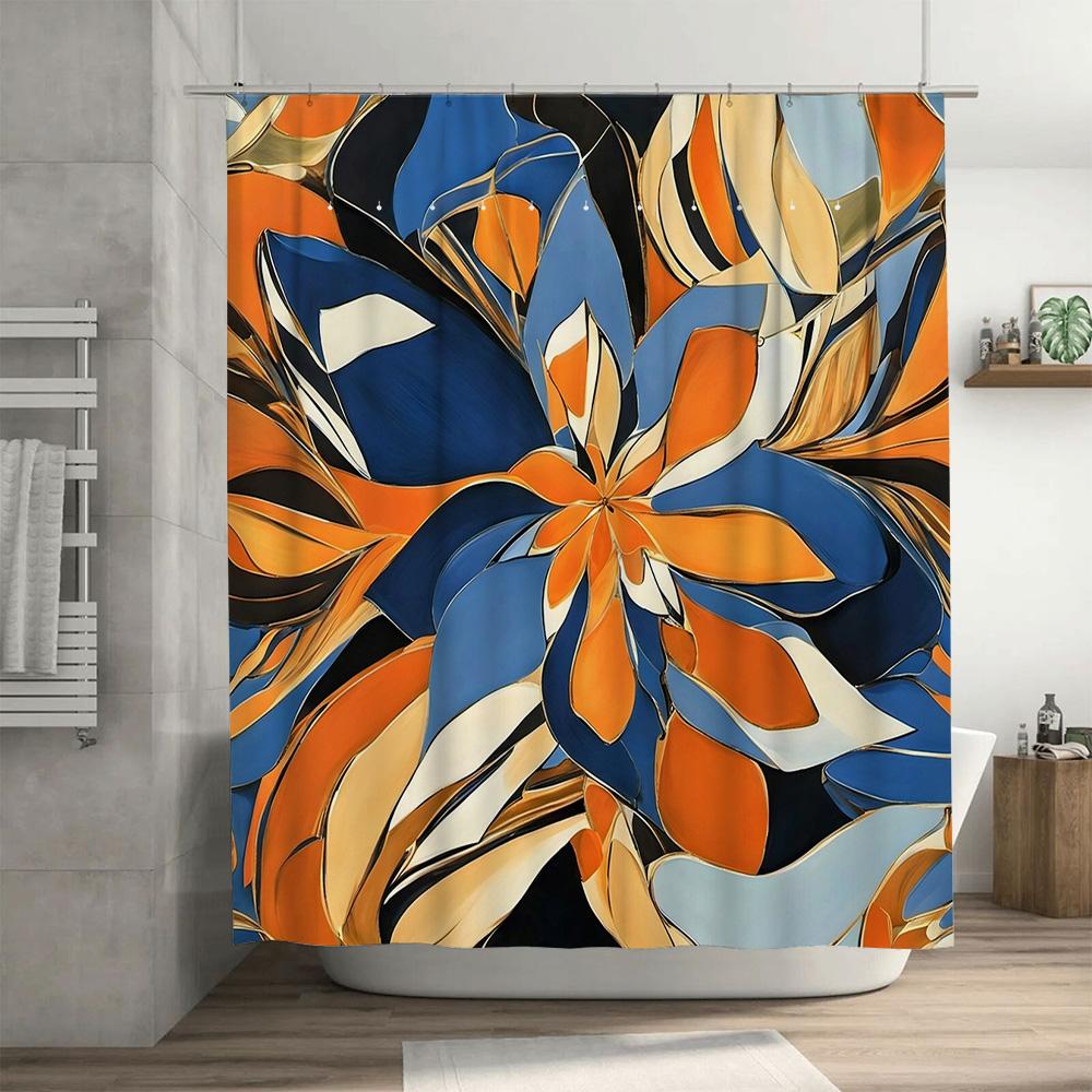 Modern Style Shower Curtain with Floral Design Waterproof Bathroom Decoration for Home Decor