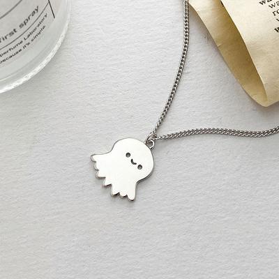Simple Cartoon Cute Little Ghost Necklace Pendant Couple Men and Women Funny Hip-hop Style
