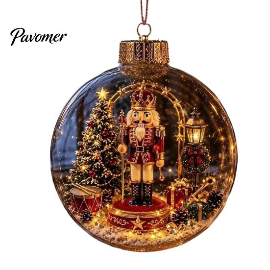 Durable Holiday Party Supplies Glowing Christmas Story Ornament, Mini Scene in Ball, Light Up Hanging Decorations for Garden Clear Plastic Ball