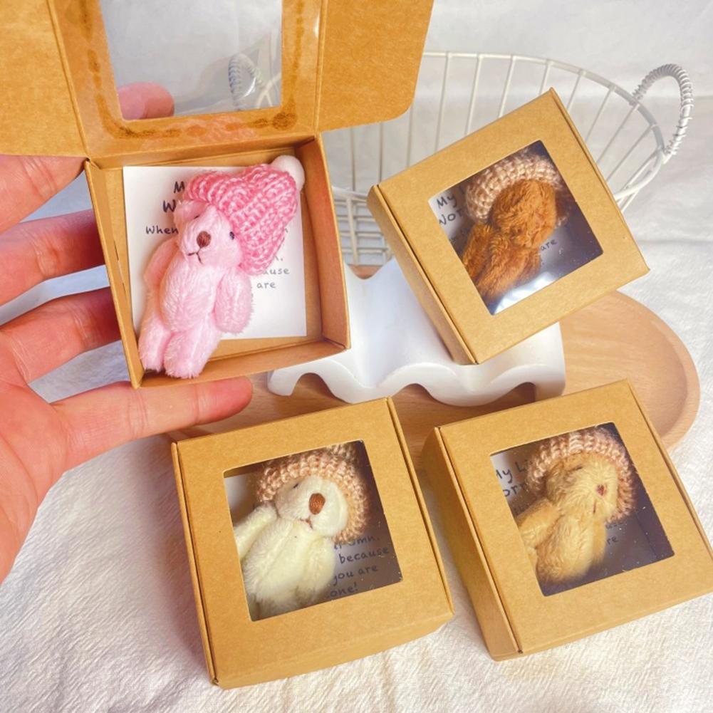 Handmade Mini Plush Teddy Bear In Box Little Pocket Bears Hug with Inspirational Emotional Card For Birthday Guests Party Gifts
