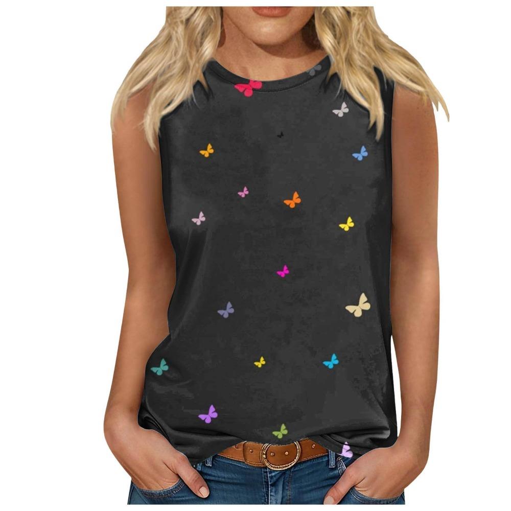 New Color Butterfly Tank Tops 3D Print Women O-Neck Casual Vest Off Shoulder Y2k Elegant Sleeveless Top Camisole Woman Clothing