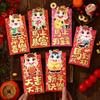 6pcs Red Color Chinese Red Envelopes Cartoon Cartoon Red Packets New Year Red Hongbao  Birthday Gift