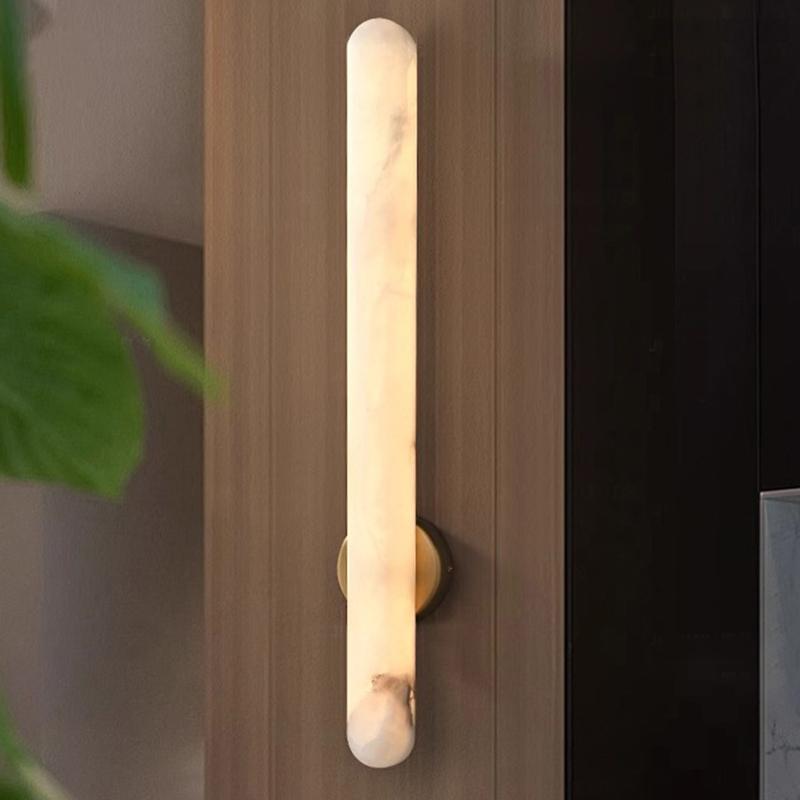 Natural marble wall lamp Nordic luxury copper decorative LED wall lamp suitable bedroom living room bathroom lighting fixtures