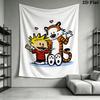 Calvin and Hobbes Wall Tapestry Aesthetic Wall Hanging Printed Fabric Blanket Decorative Tapestries for Bedroom Living Room Home Decor