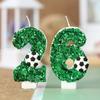 1Pc 0-9 Number Football Birthday Candles Green Sparkles Digital Candle Birthday Soccer Ball Candle for Party Cake Topper Decor