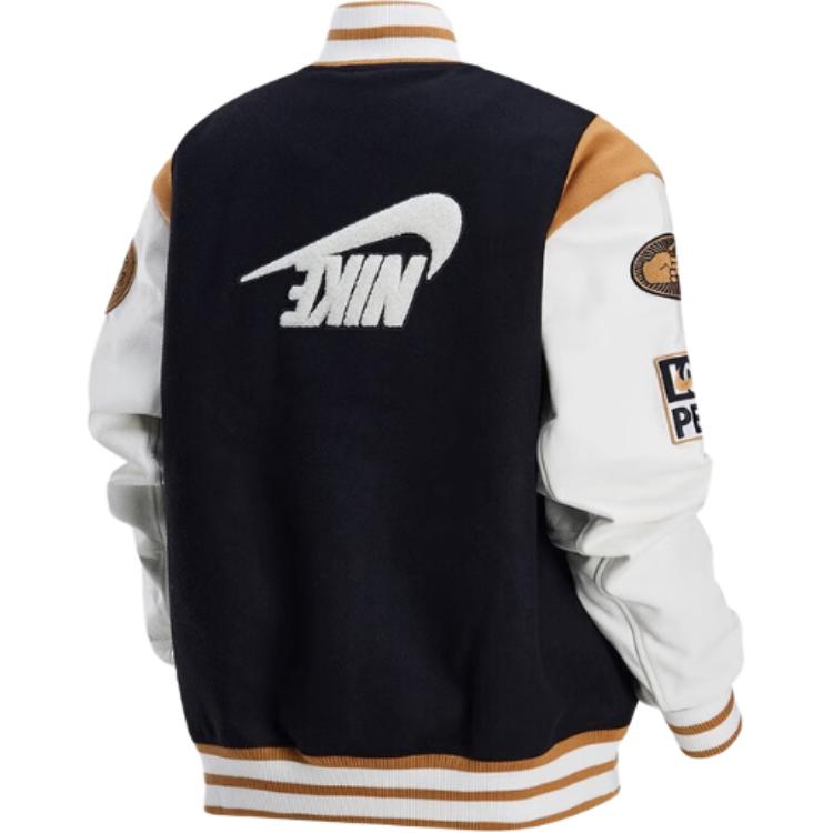 Nike Letter Color Block Casual Comfortable Sports Long Sleeve Baseball Jacket Women Jackets Black HQ4748-010