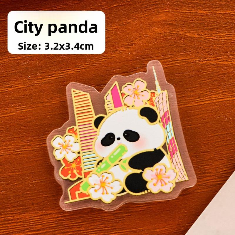 Cute Panda Fridge Magnet Cartoon Magnetic Fridge Decoration Acrylic Sheet Commemorative Small Gift