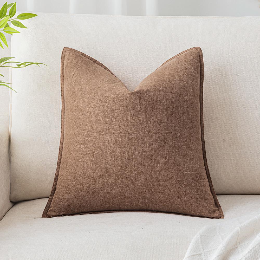 New Cotton and Linen Pillows Living Room Sofa Pillow Solid Color Linen Pillow Office Seat Waist Cushion