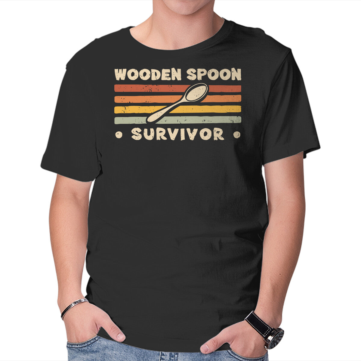 Unisex Crew Neck T-Shirt Wooden Spoon Survivor Graphic Short Sleeve Casual Tee XXXL