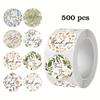 500 Stickers Per Roll, Floral Thank You Sticker Roll, Instagram Style, Nordic Style, Fresh Green Label Stickers, 8 Different Designs