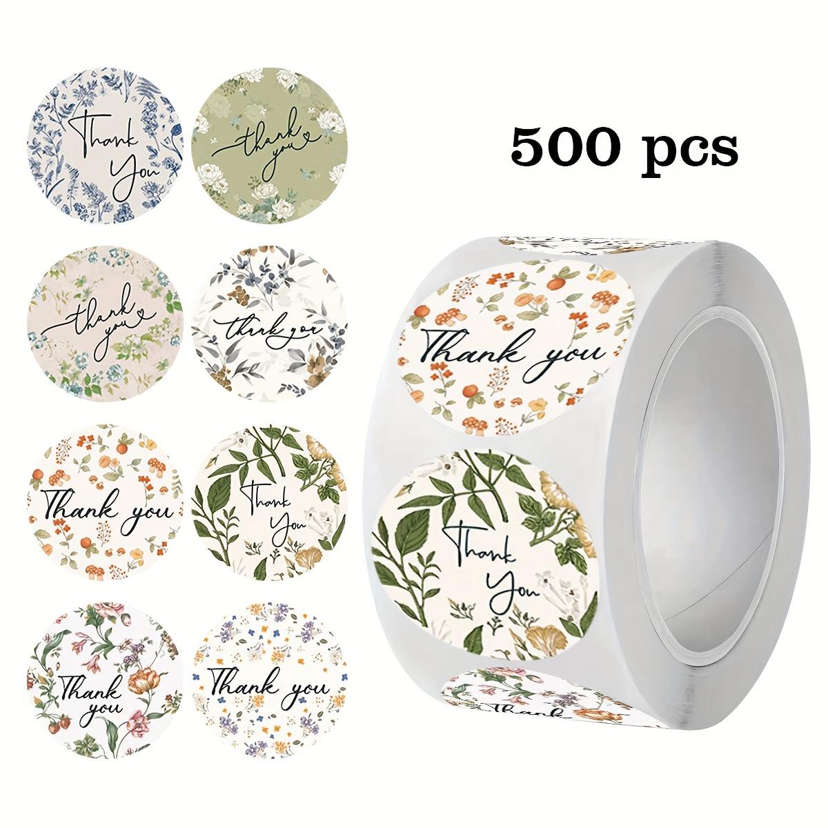 

500 Stickers Per Roll, Floral Thank You Sticker Roll, Instagram Style, Nordic Style, Fresh Green Label Stickers, 8 Different Designs
