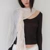 [wide] Soft Wrinkle Long Scarf - Cream
