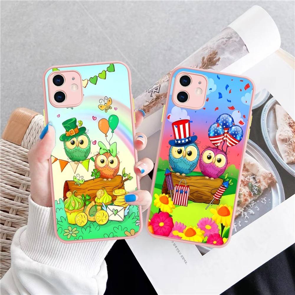 Cartoon Cute Owl For Silicone Matte Phone Case For IPhone 16 Pro Max 15 14 13 12 11 X XS MAX