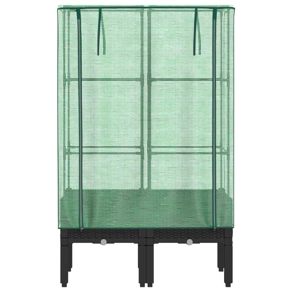 Vidaxl Raised Planter with Greenhouse, Rattan Look, 80X40X140 Cm