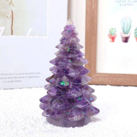 Faux Crystal Christmas Tree Figurine Mini Artificial Crystal Tree Tabletop Ornament for Winter Holiday Home Decor