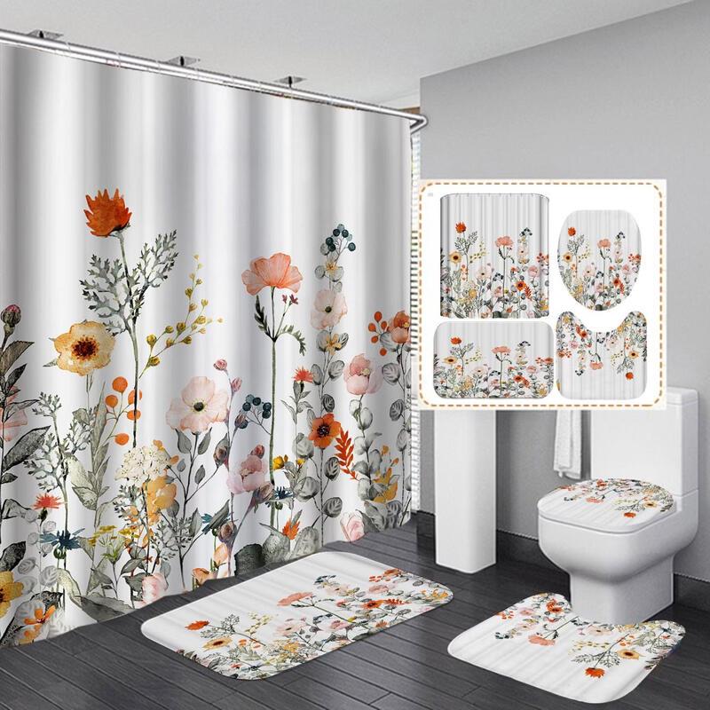 Plant Series Punch-Free Bathroom Shower Curtain